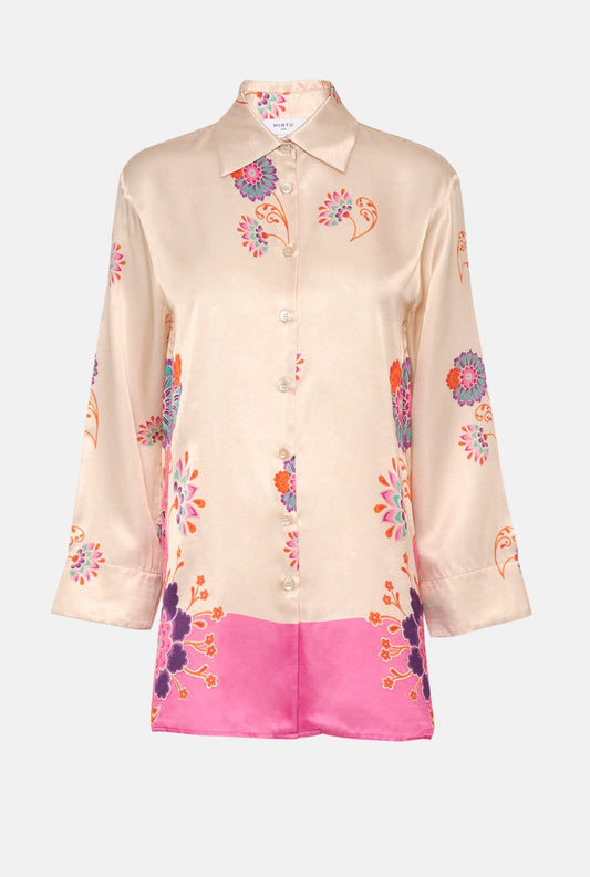 Pink silk blend floral print blouse Shirts & blouses Mirto 