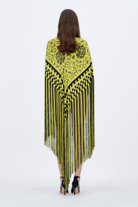 Pixel Lime Fringed Shawl Foulards & Scarves PALOMO SPAIN 