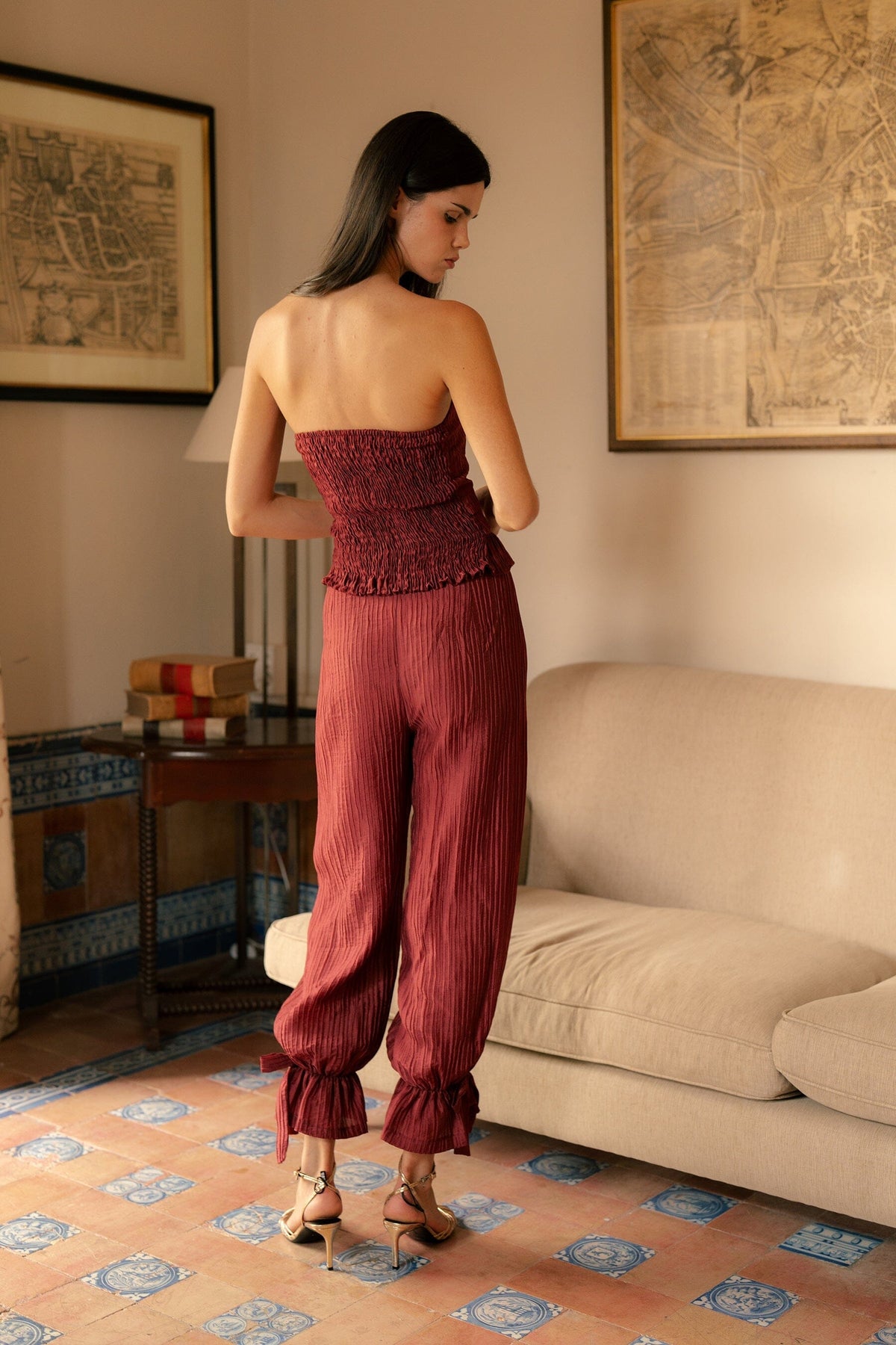 Pleated Strapless Top Tops and Blouses Vano Studio 