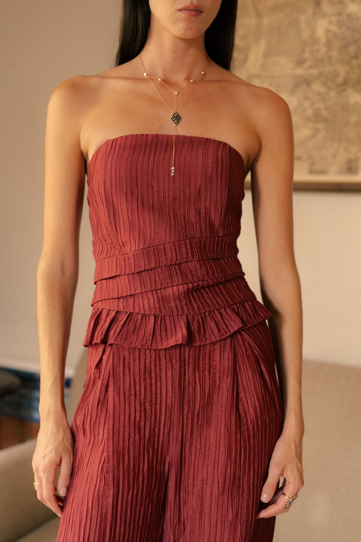 Pleated Strapless Top Tops and Blouses Vano Studio 
