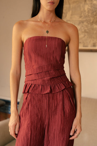 Pleated Strapless Top Tops and Blouses Vano Studio 