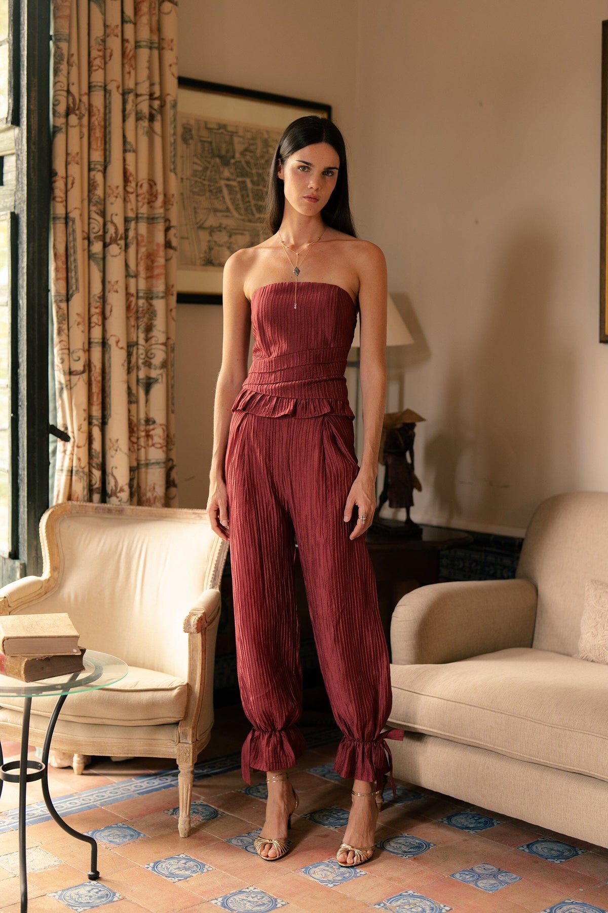 Pleated Strapless Top Tops and Blouses Vano Studio 