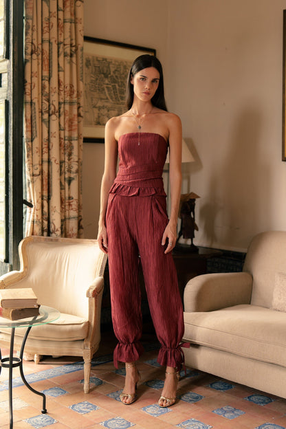 Pleated Strapless Top Tops and Blouses Vano Studio 