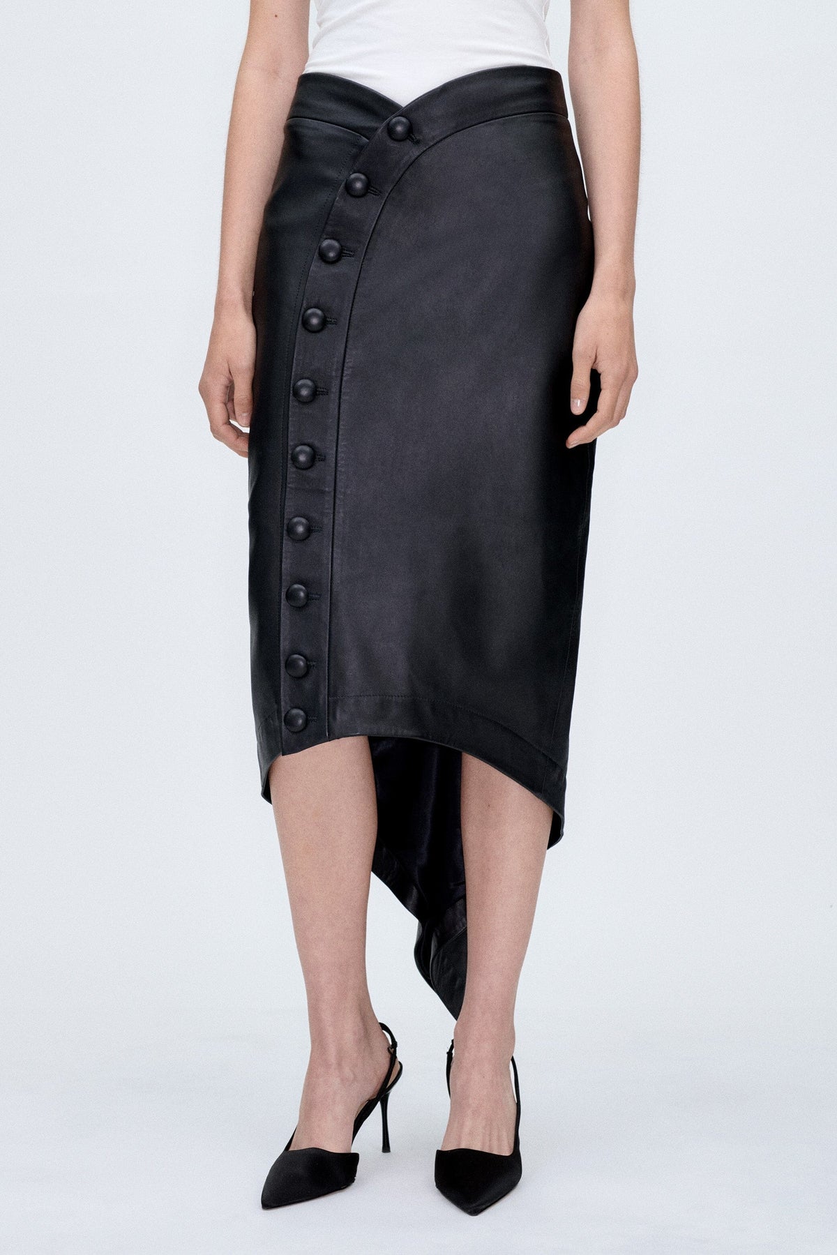 PRE ORDER | Black Leather Skirt Skirts PALOMO SPAIN 