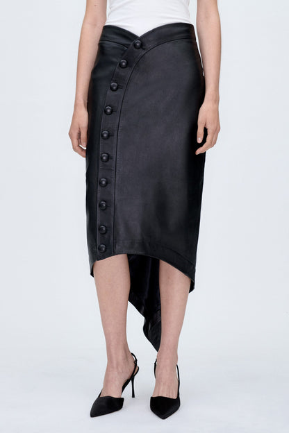PRE ORDER | Black Leather Skirt Skirts PALOMO SPAIN 