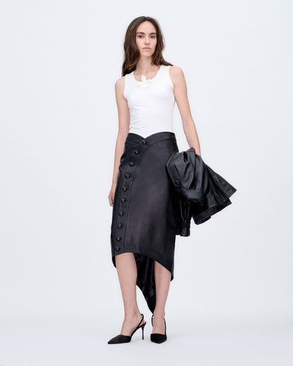 PRE ORDER | Black Leather Skirt Skirts PALOMO SPAIN 