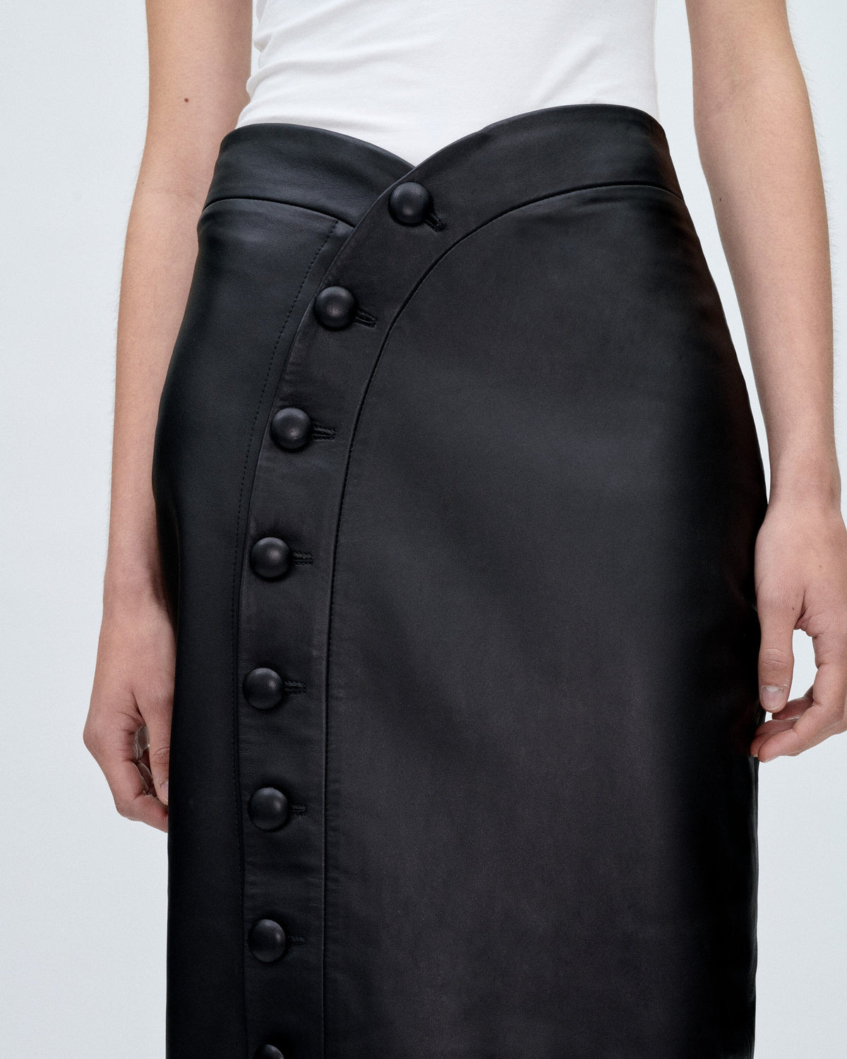PRE ORDER | Black Leather Skirt Skirts PALOMO SPAIN 