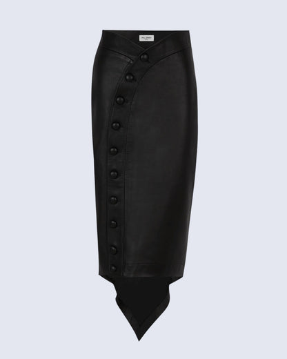 PRE ORDER | Black Leather Skirt Skirts PALOMO SPAIN 