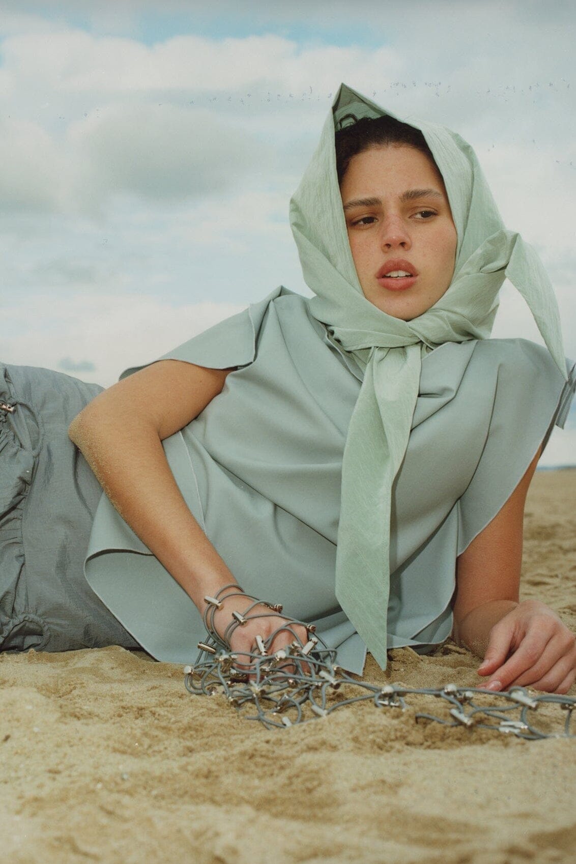 PRE-ORDER | Pearl blue wool 'pañoleta' top Tops and Blouses Boscoier 