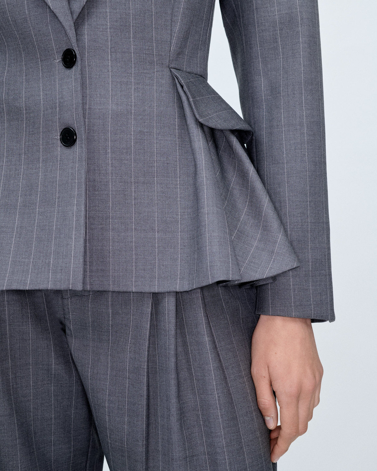 PRE ORDER | Peplum Pinstripes Blazer Jackets PALOMO SPAIN 
