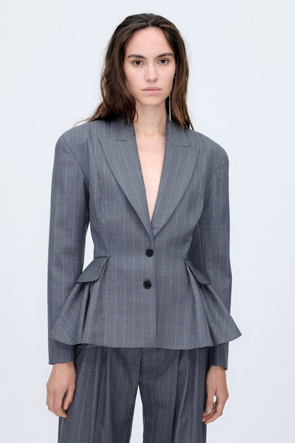 PRE ORDER | Peplum Pinstripes Blazer Jackets PALOMO SPAIN 