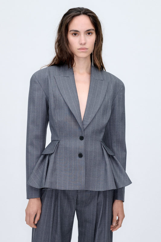PRE ORDER | Peplum Pinstripes Blazer Jackets PALOMO SPAIN 