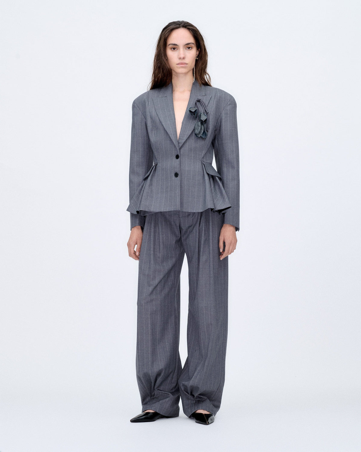 PRE ORDER | Peplum Pinstripes Blazer Jackets PALOMO SPAIN 