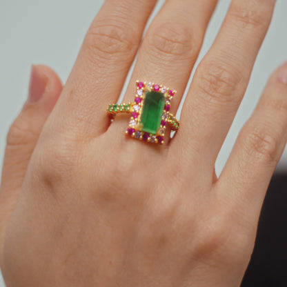 Anillo Rivoli Fucsia y Verde