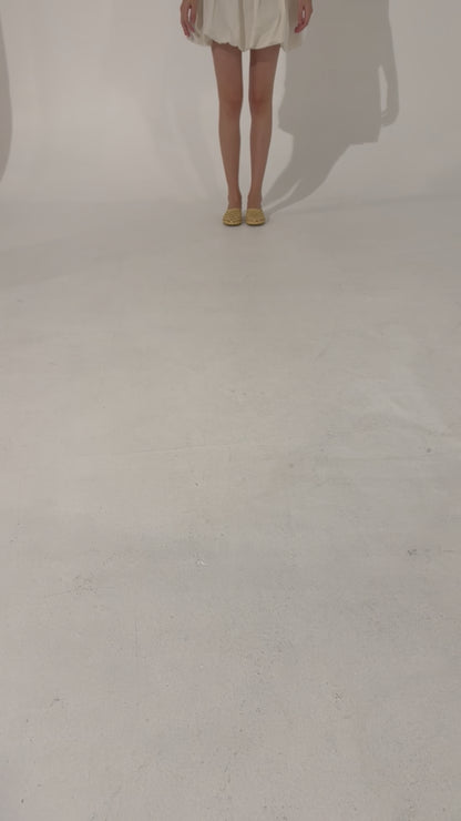 Ava Ballet Flats in Vanilla Woven Leather