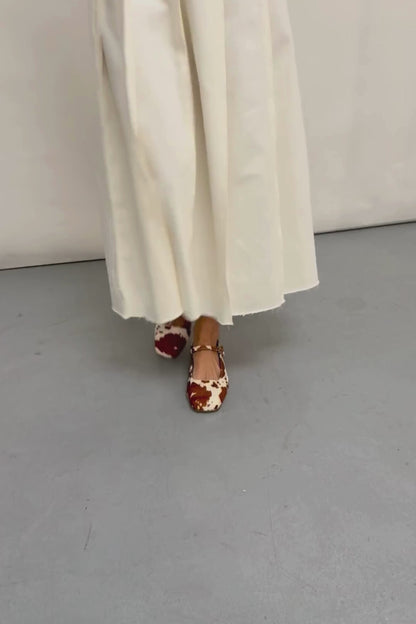 Julieta Mary Janes in Cow Print Calf Hair