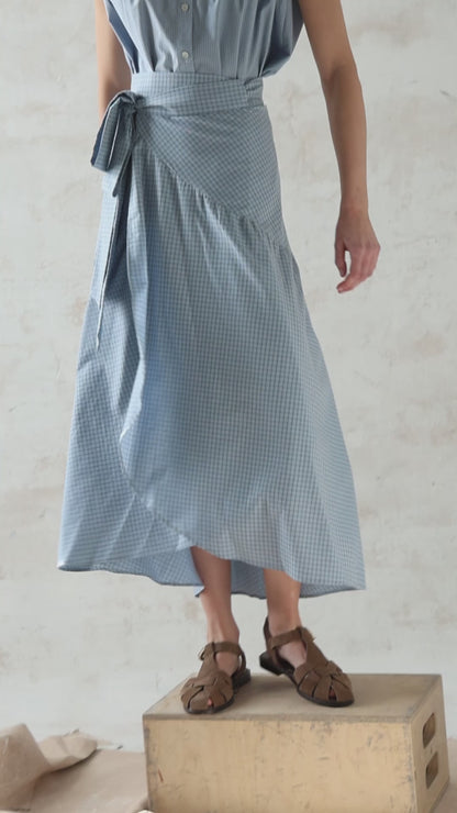 Camisa Marieta Sin Mangas Cuadros Azul Tiza