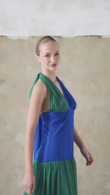 Vestido Begoña Azul - Verde