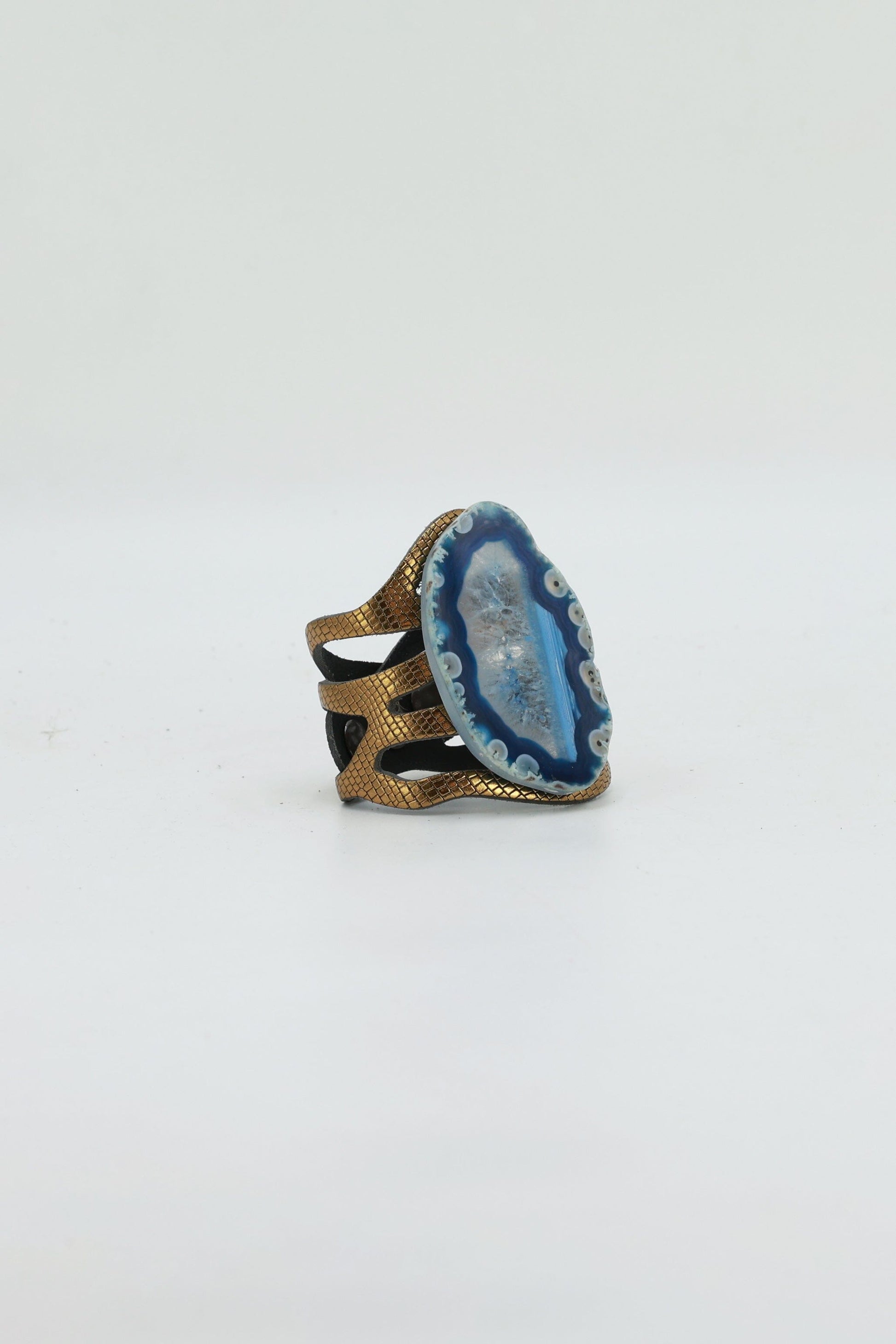 Pulsera Mar Dorada Ágata Azul Bracelets Ecue 