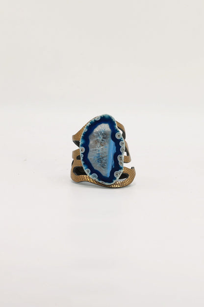 Pulsera Mar Dorada Ágata Azul Bracelets Ecue 