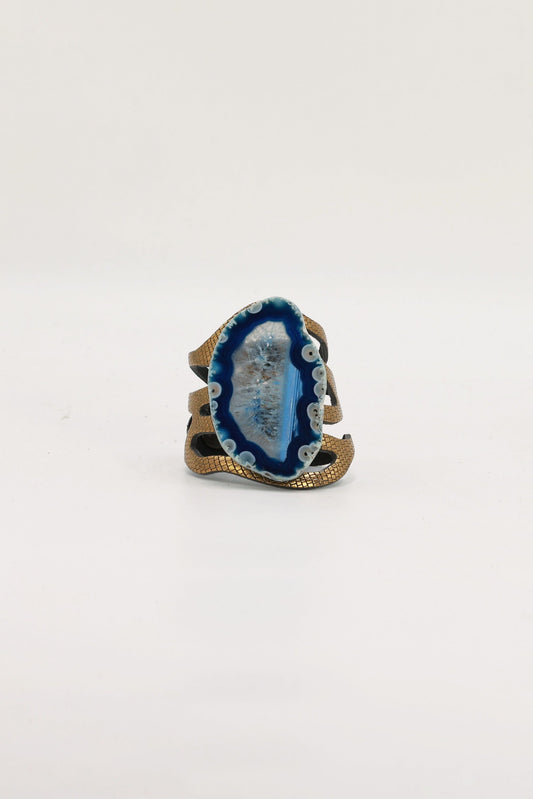 Pulsera Mar Dorada Ágata Azul Bracelets Ecue 