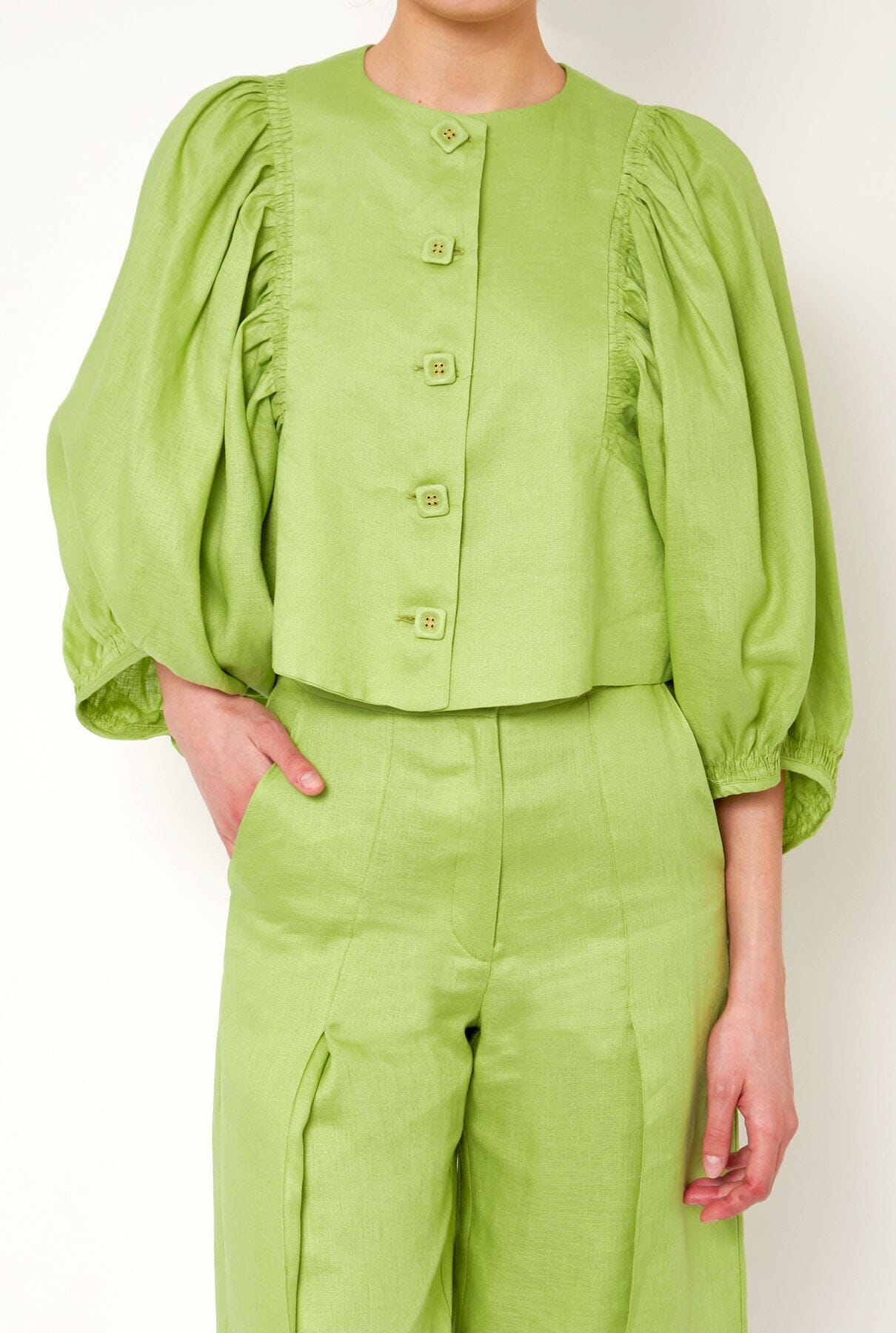 Rambla Linen Jacket - Green Jackets Diddo Madrid 