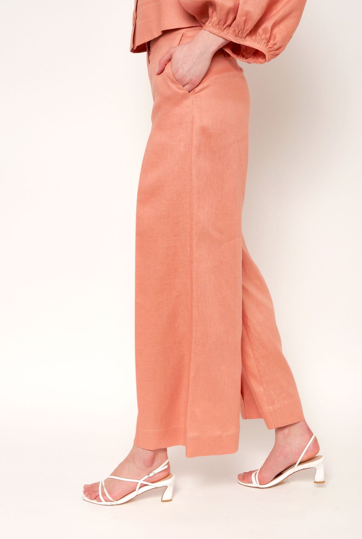 Rambla Linen Trousers - Pink Trousers Diddo Madrid 