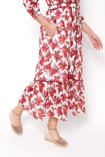 Red cotton voile print dress Dress Mirto 