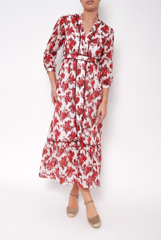 Red cotton voile print dress Dress Mirto 