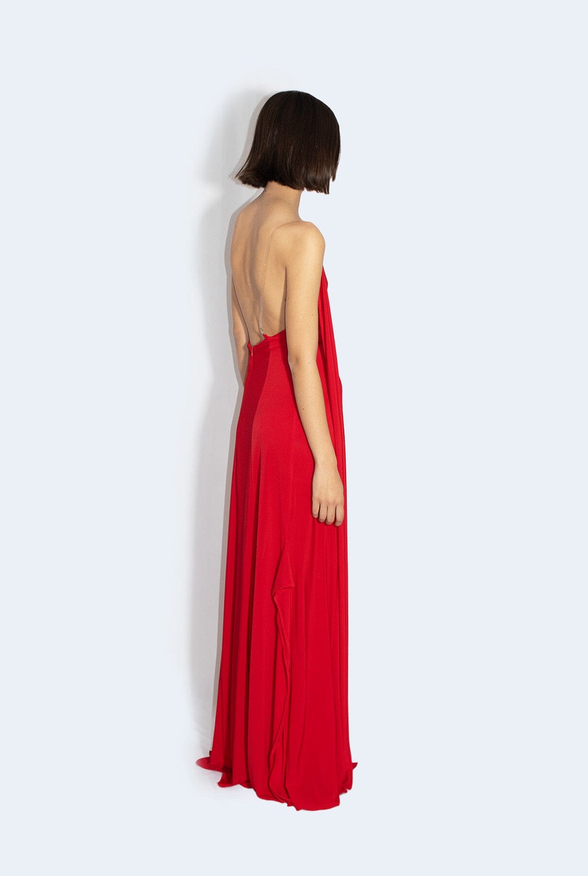 Red knit long dress Dresses Habey Club 