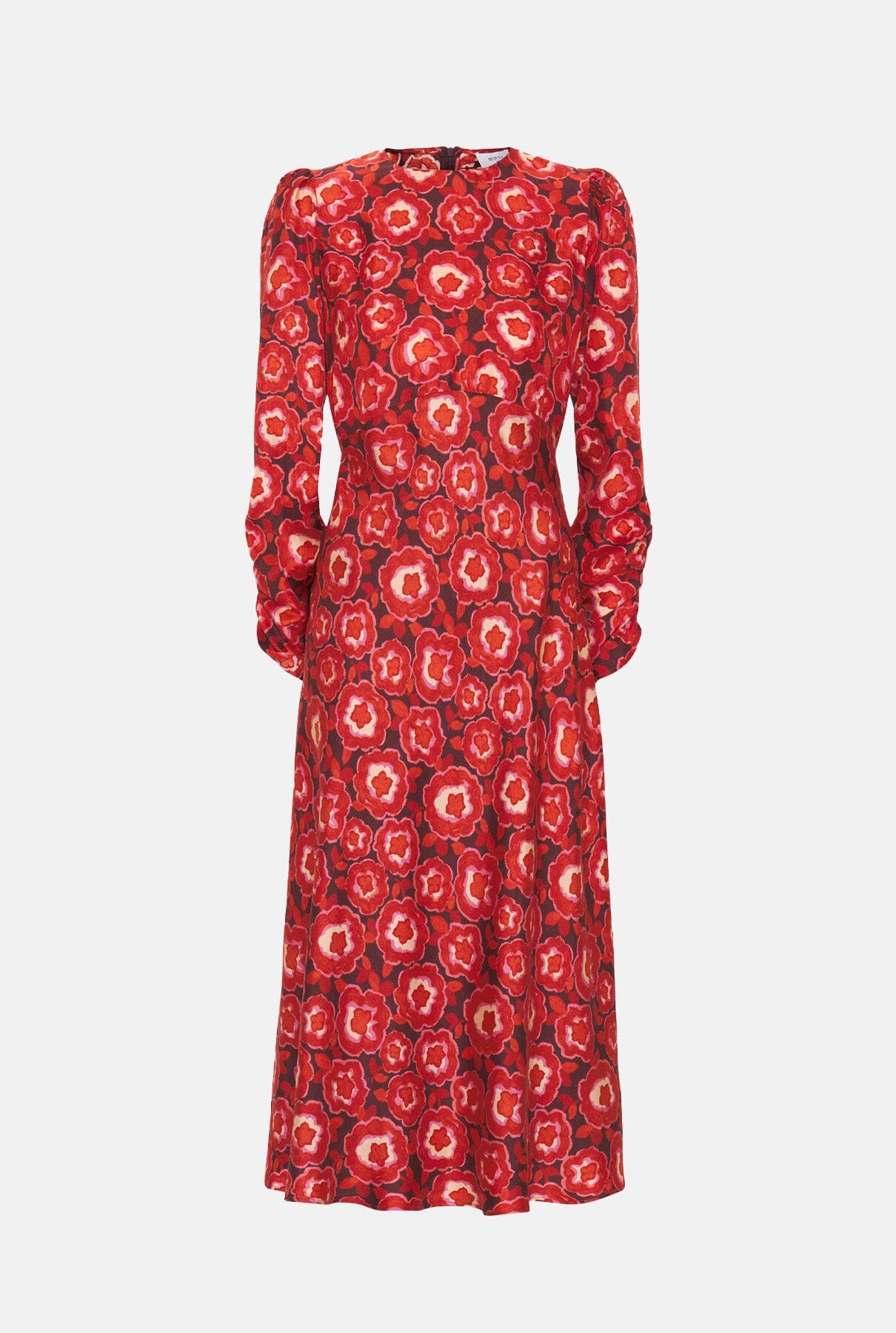 Red silk twill floral print dress Dresses Mirto 