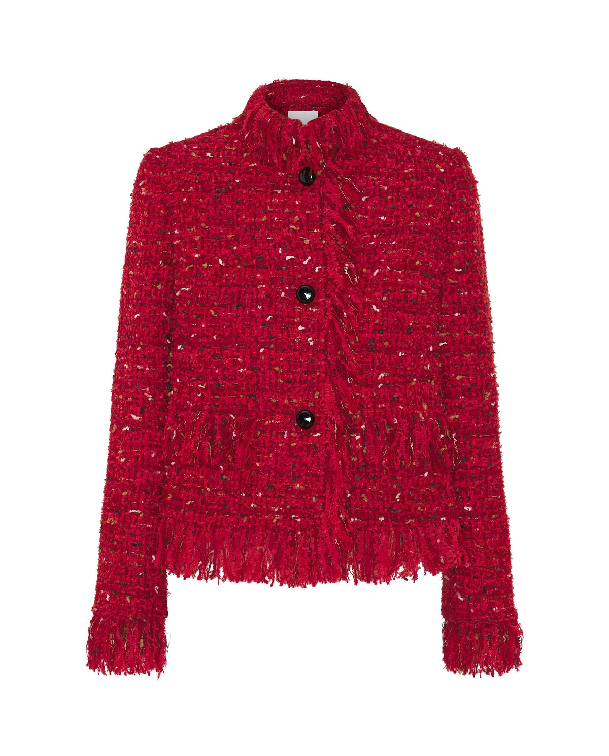 Red Tweed Jacket with Fringes Jackets Mirto 