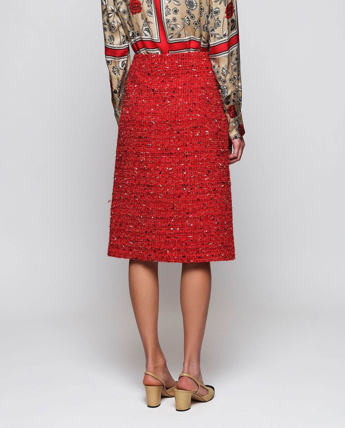 Red Tweed Skirt Skirts Mirto 