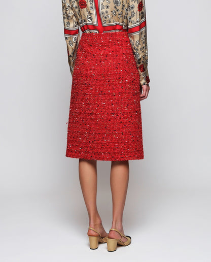 Red Tweed Skirt Skirts Mirto 