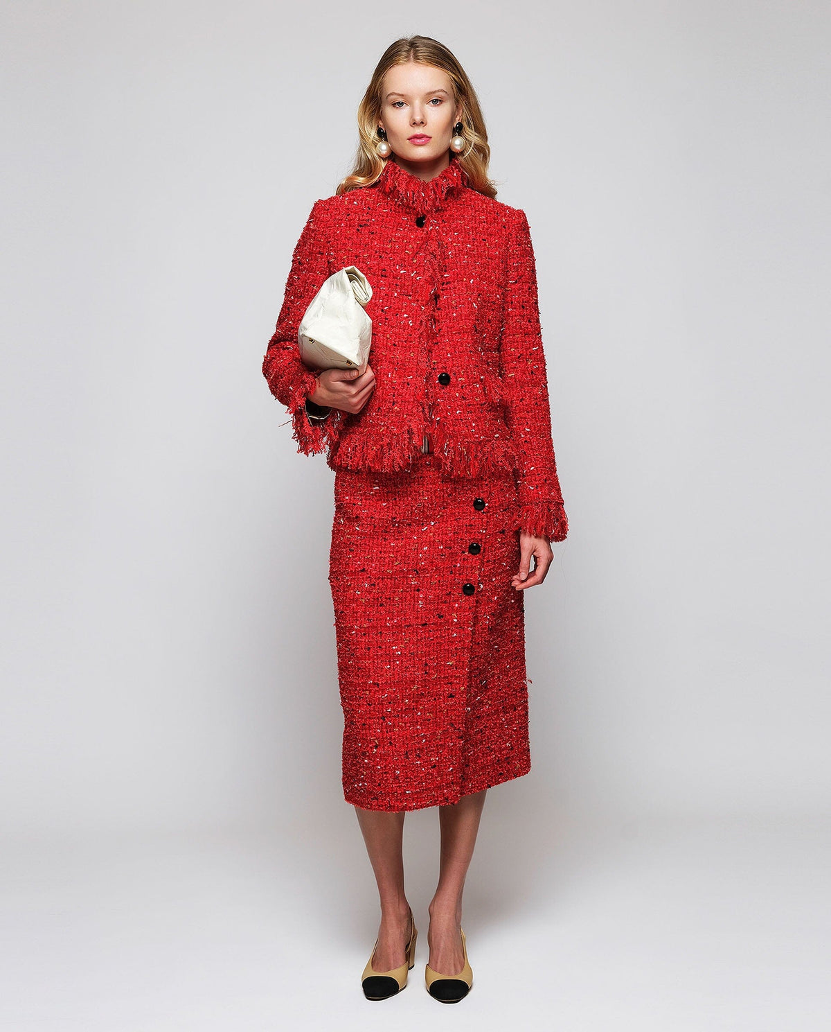 Red Tweed Skirt Skirts Mirto 