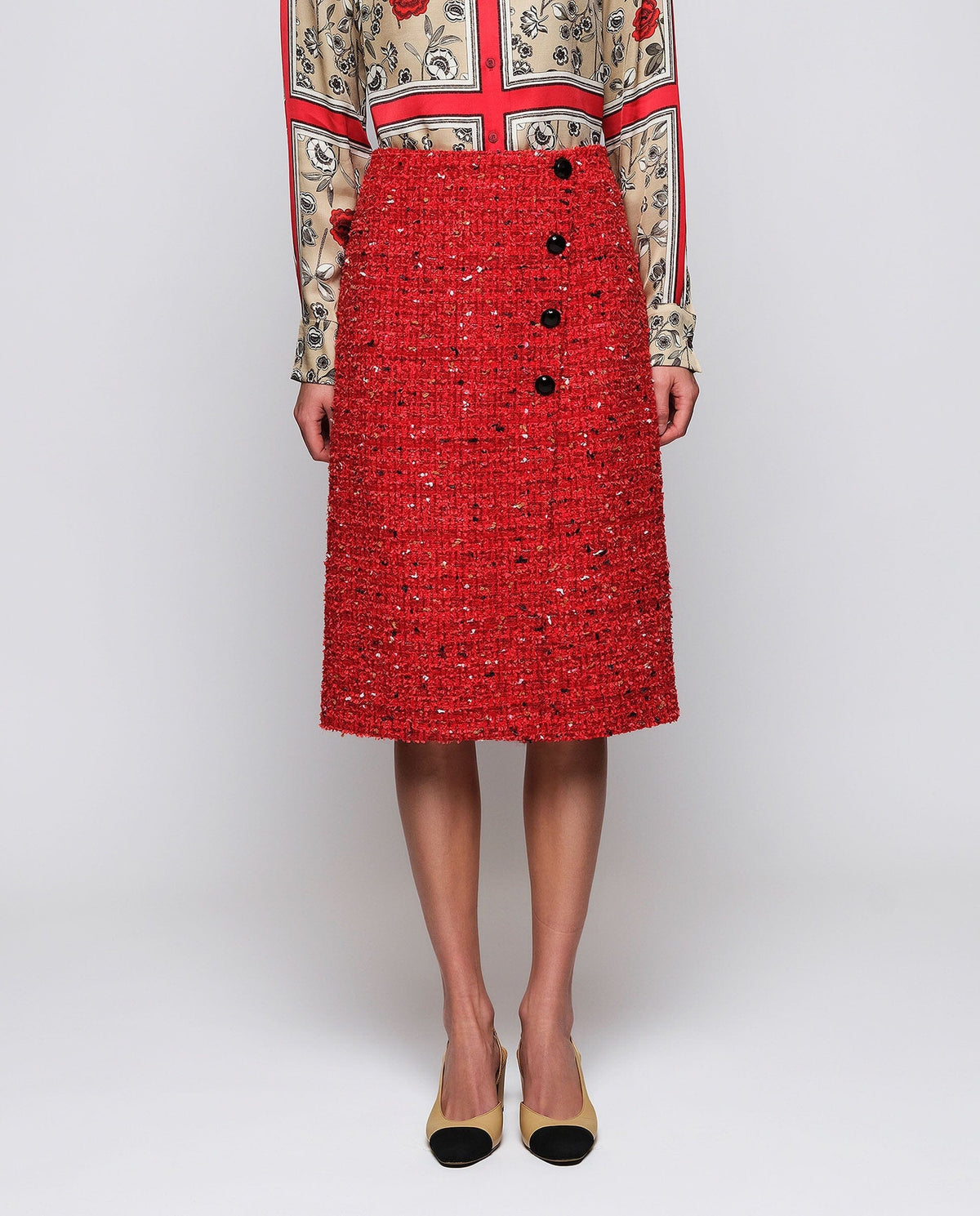 Red Tweed Skirt Skirts Mirto XS / 36 