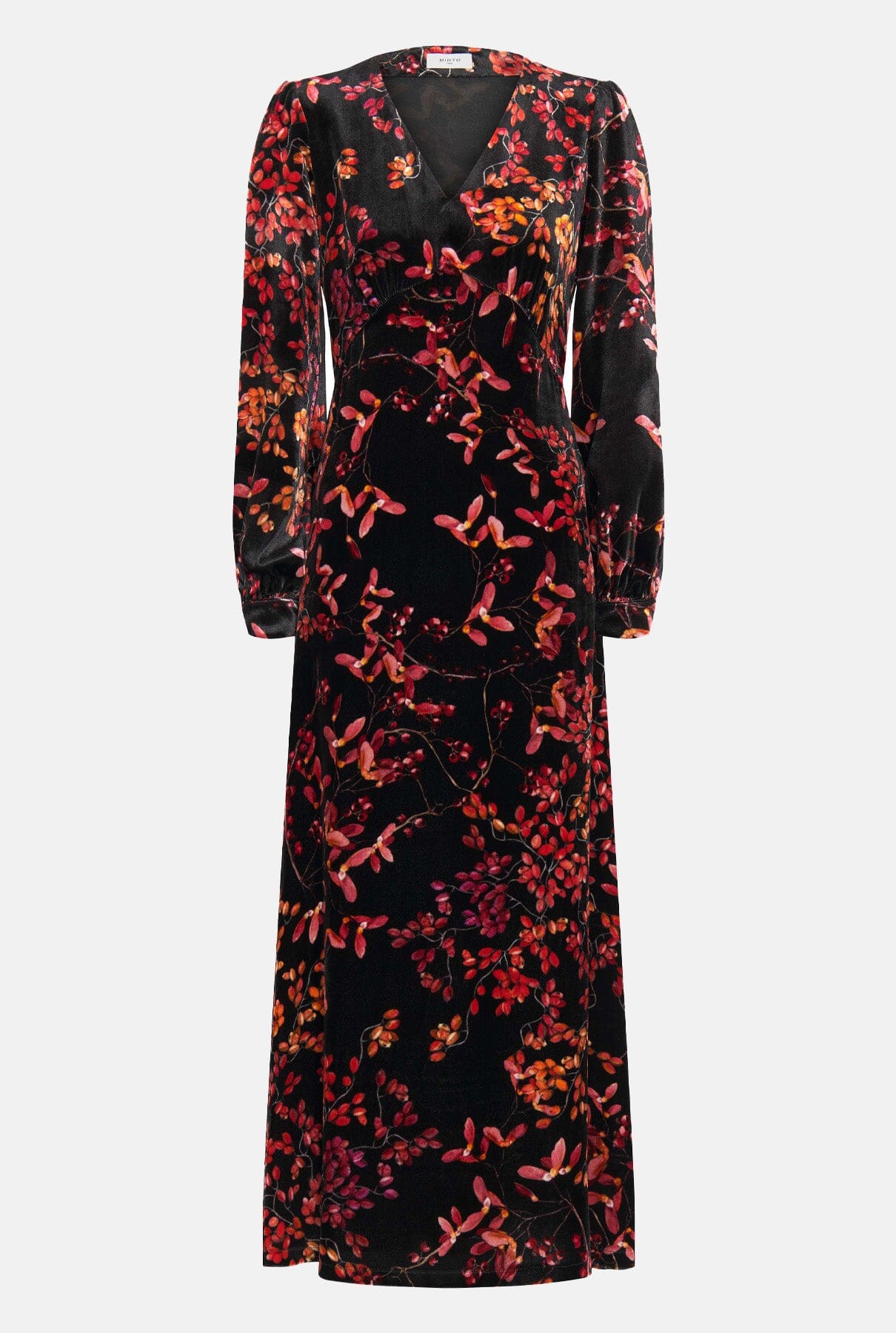 Red velvet floral print dress Dresses Mirto 