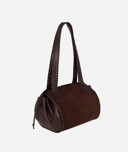 RIDER BAG | DARK CHOCOLATE SUEDE Hand bags Moi & Sass 