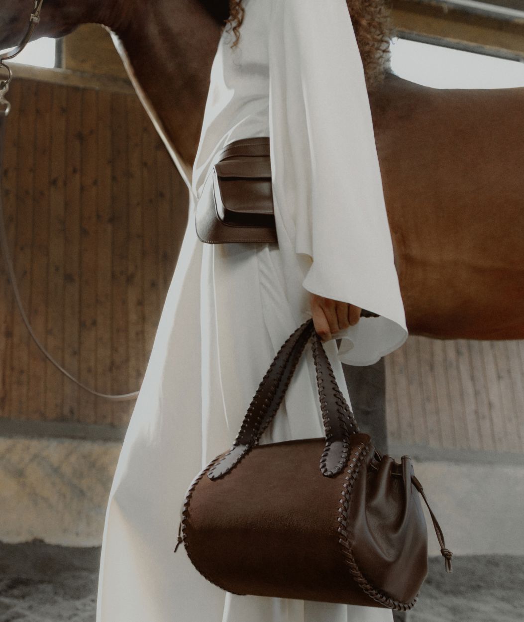 RIDER BAG | DARK CHOCOLATE SUEDE Hand bags Moi & Sass 