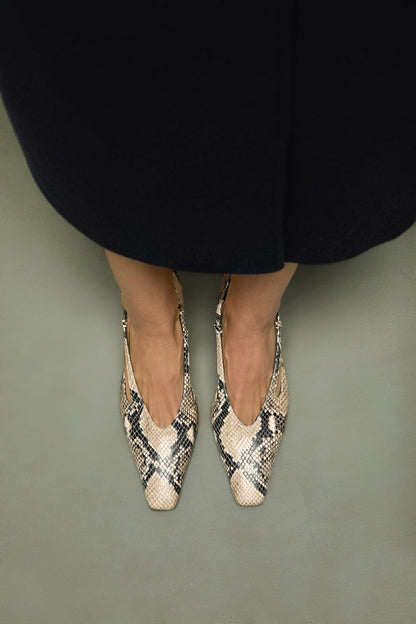 Rose Heels in Snake Print Leather Heels AUGUSTA 