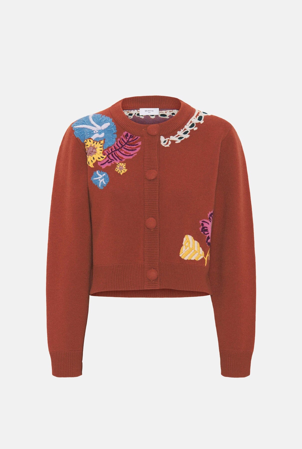 Saffron embroidered floral jacquard cardigan Jackets Mirto