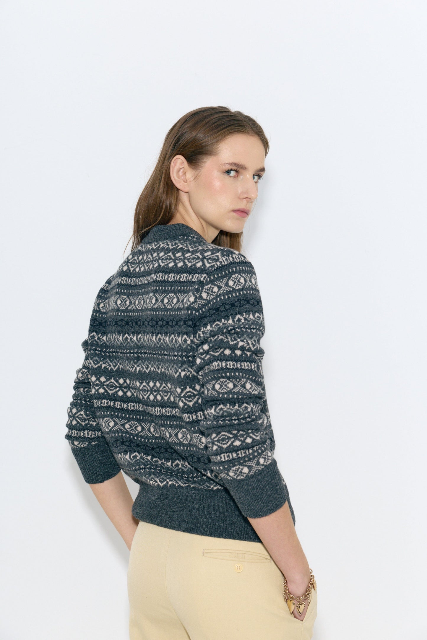 Sara Fair Isle Jumper Grey Marengo Sweaters Laia Alen 
