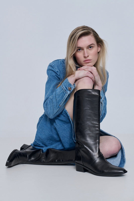 Sarah Boots in Black Leather Boots AUGUSTA 