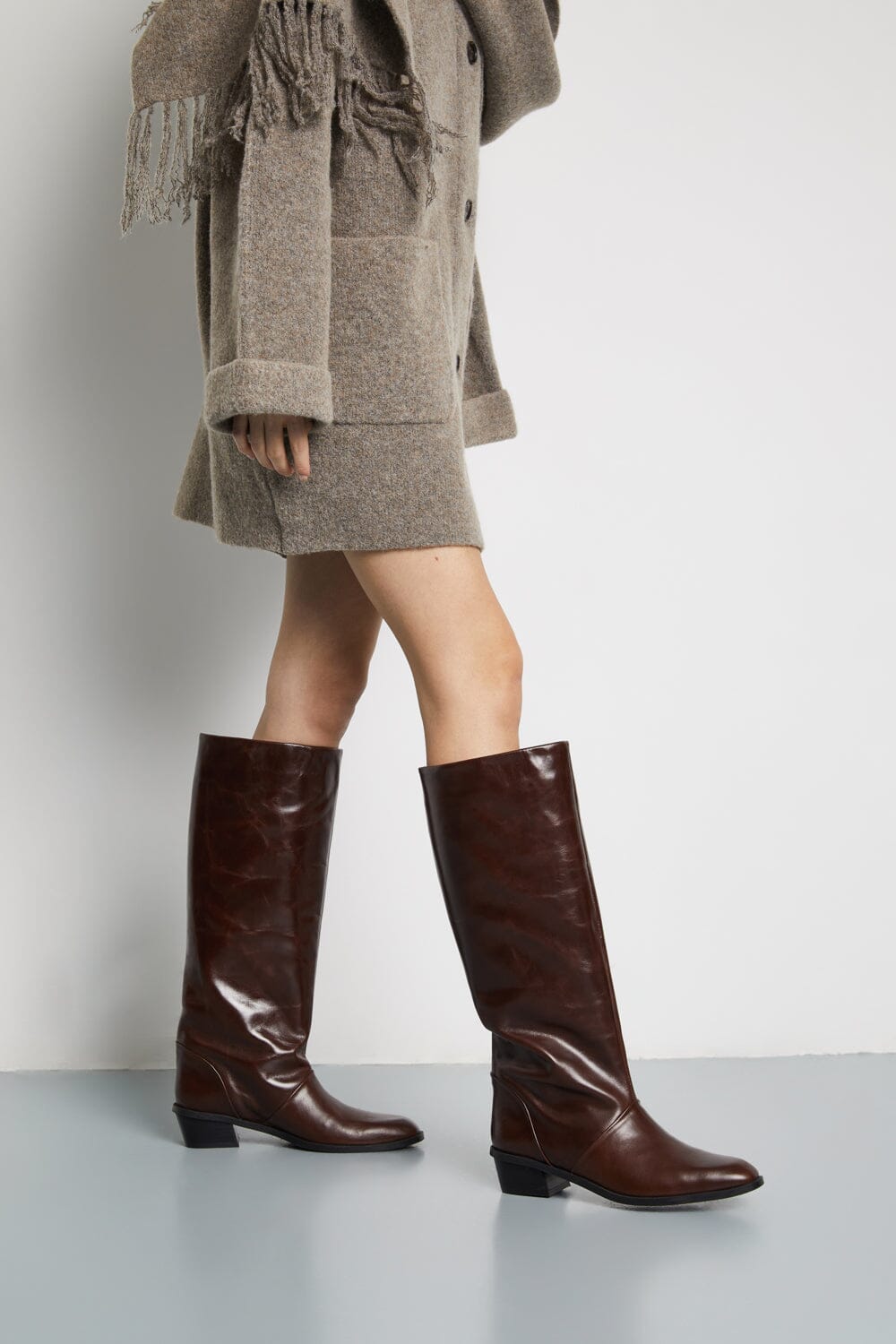 Sarah Boots in Chocolate Leather Boots AUGUSTA 