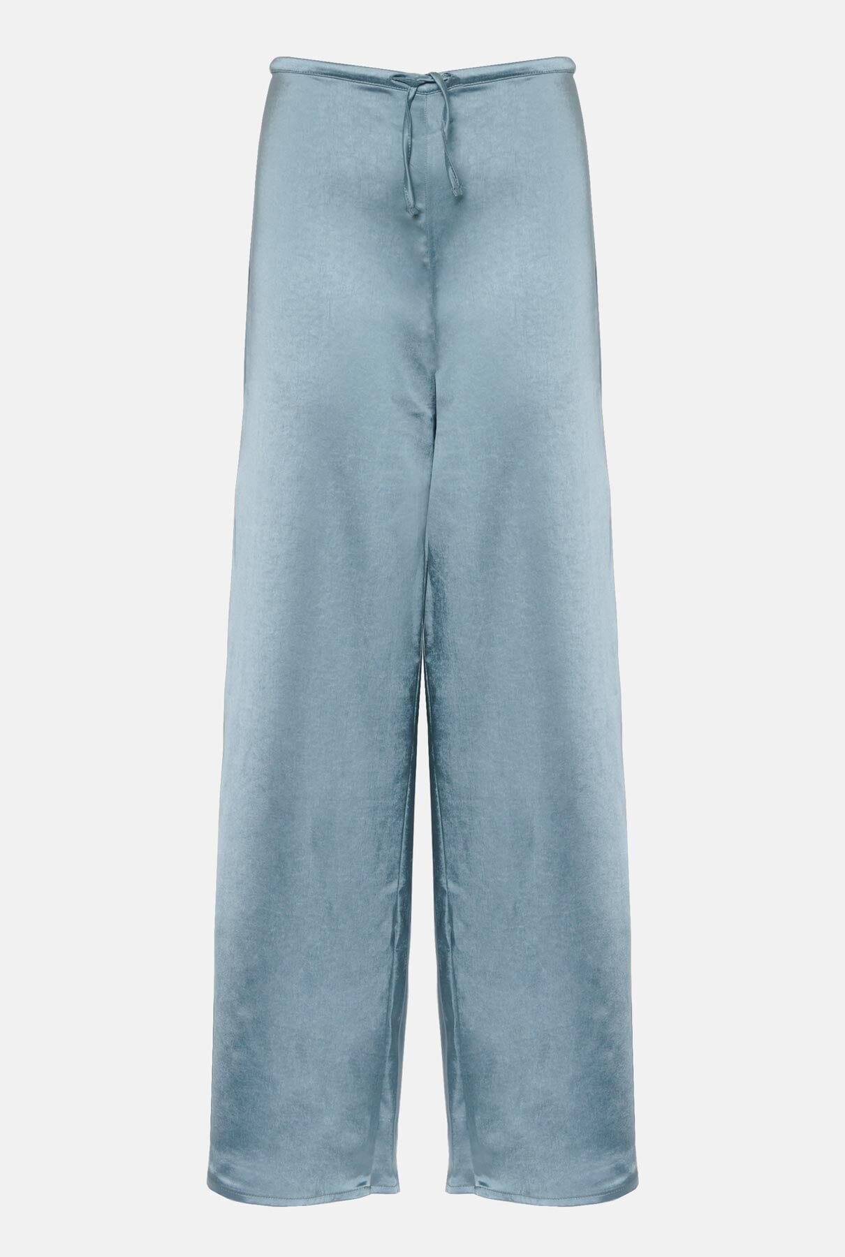 SATIN PANTS PETROLEUM BLUE Trousers The Villã Concept 