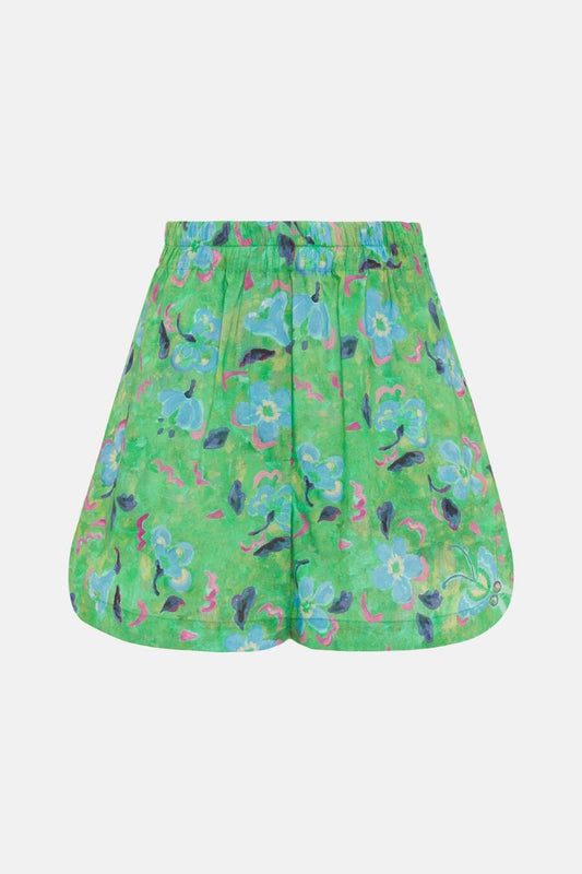 Short verde estampado floral de algodón Short Mirto 