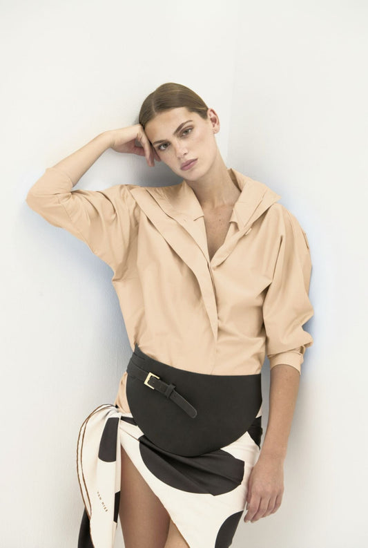 Side-closure shirt in beige Shirts & blouses Iki Essentials 
