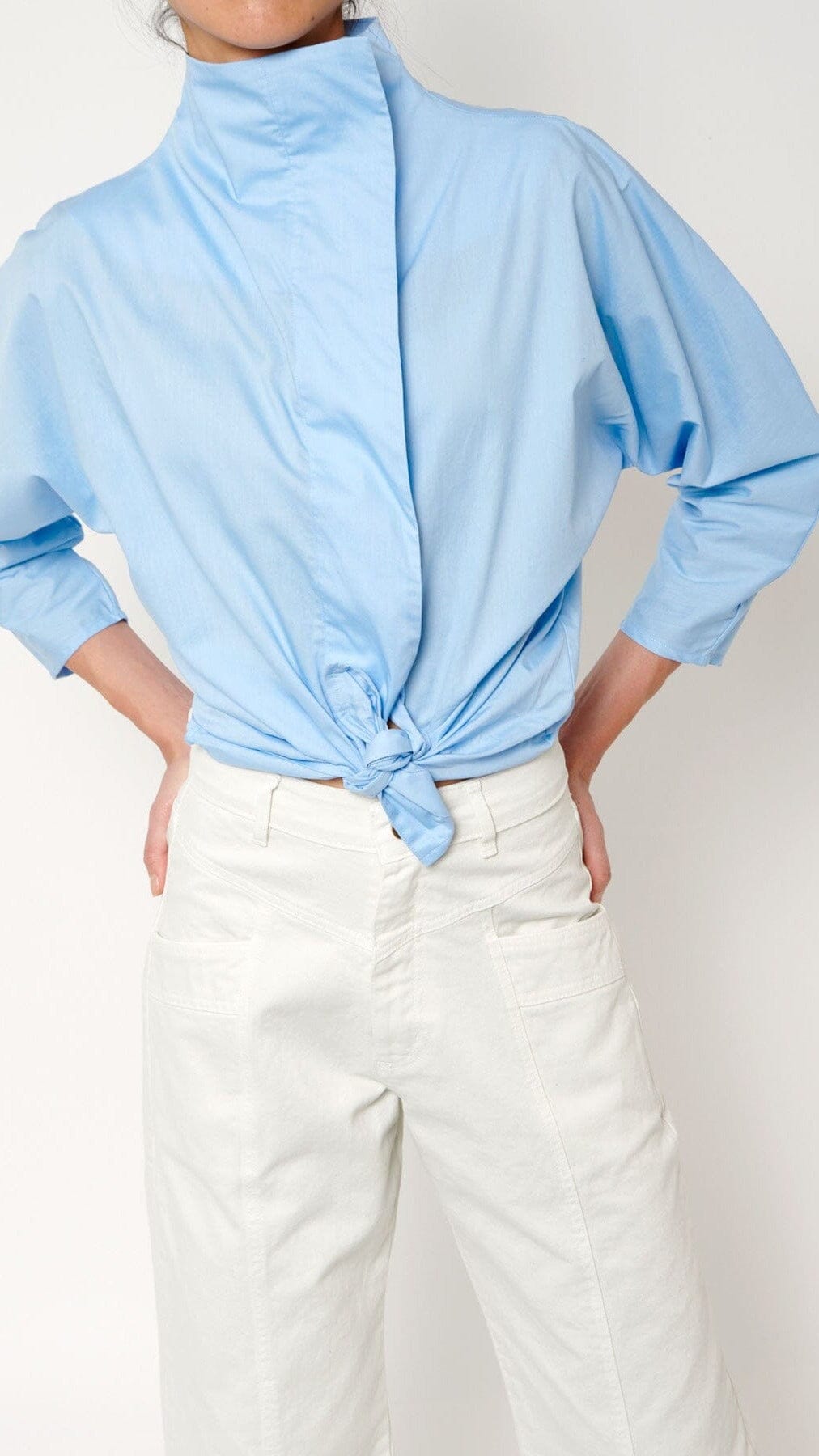 Side-closure shirt in blue Shirts & blouses Iki Essentials 