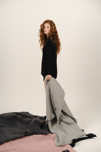 Soft Grey Mohair Blanket ELEVAA 