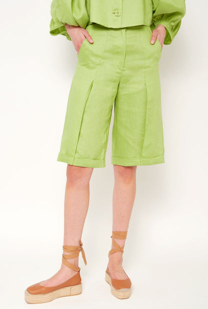 Sola Linen Bermuda - Green Trousers Diddo Madrid 